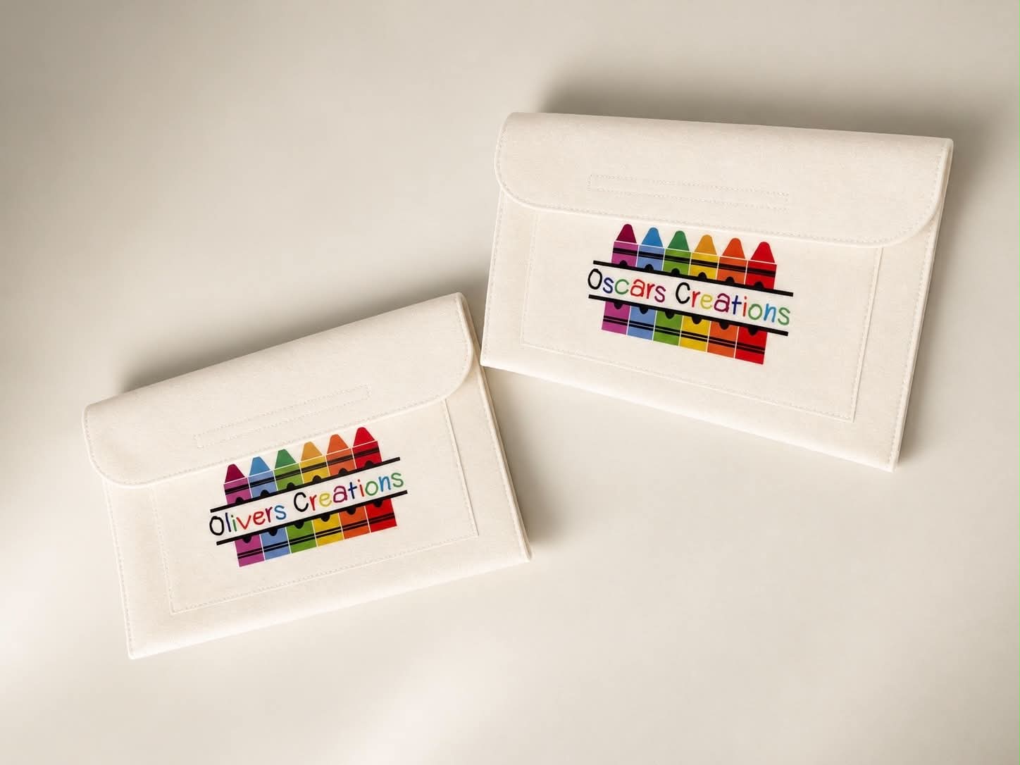 Personalised Crayon Nursery/School Creations Folder A4 Felt Document Folder