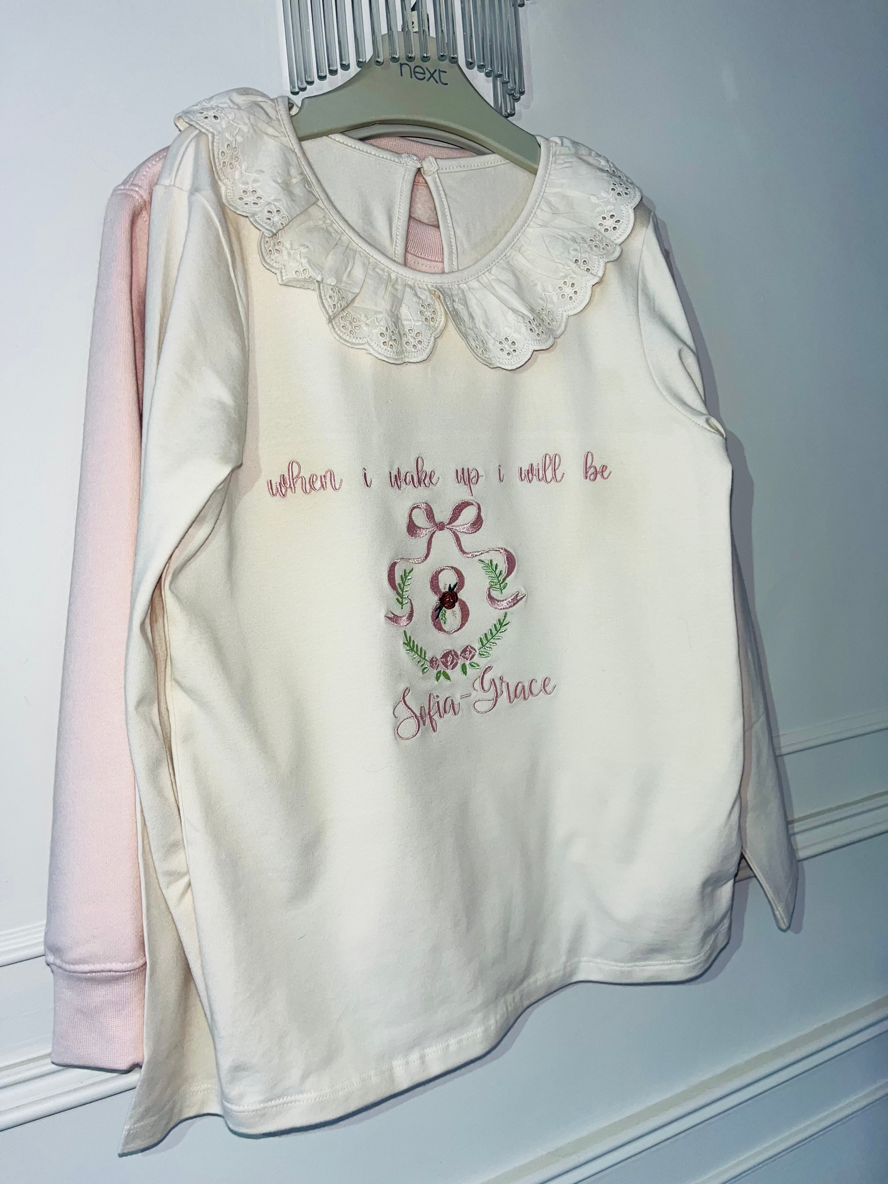 Snuggle-ready Long Sleeve Frilled Pyjama Set in natural